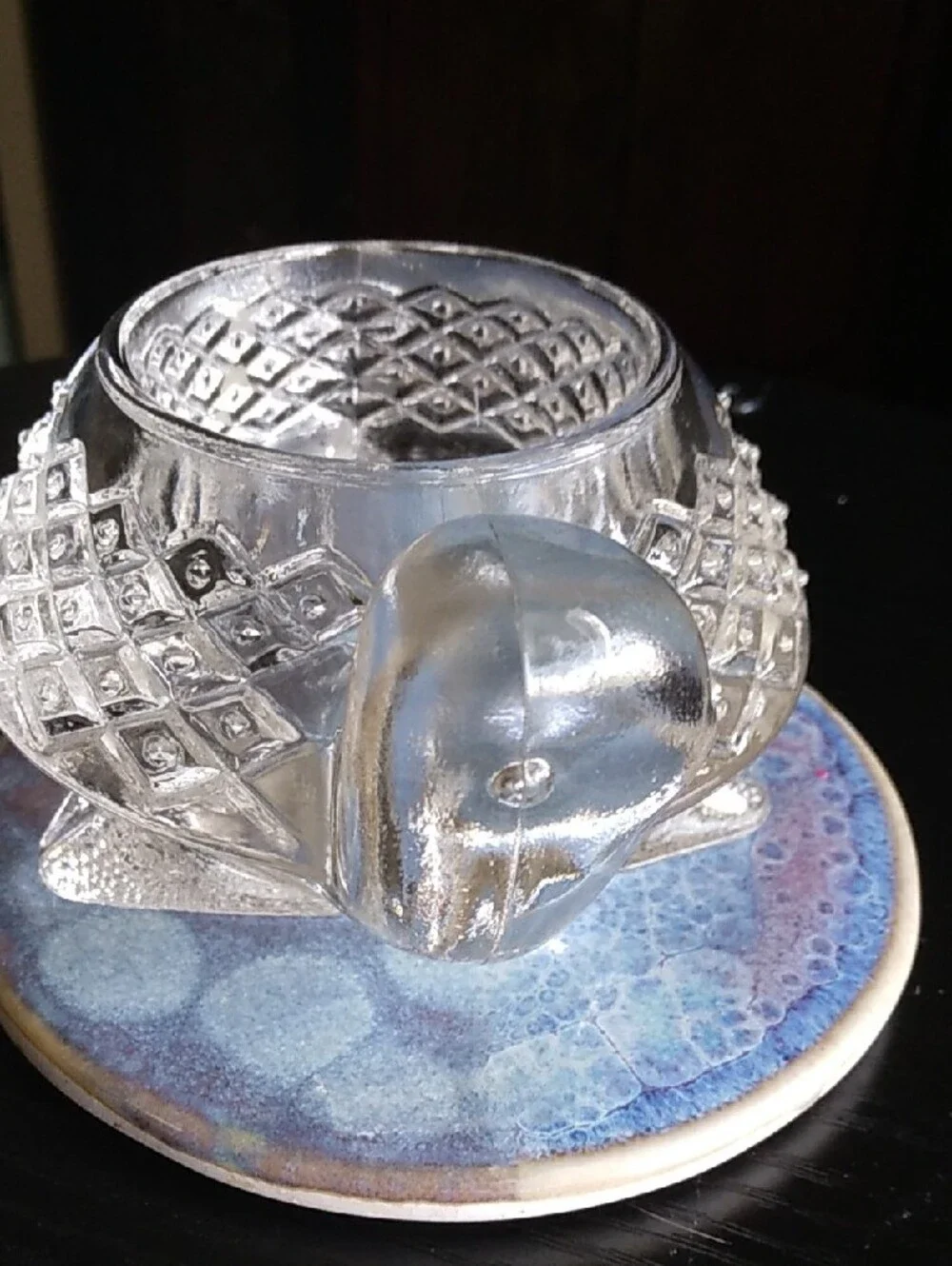 Avon Clear Glass Turtle Votive Candle Holder